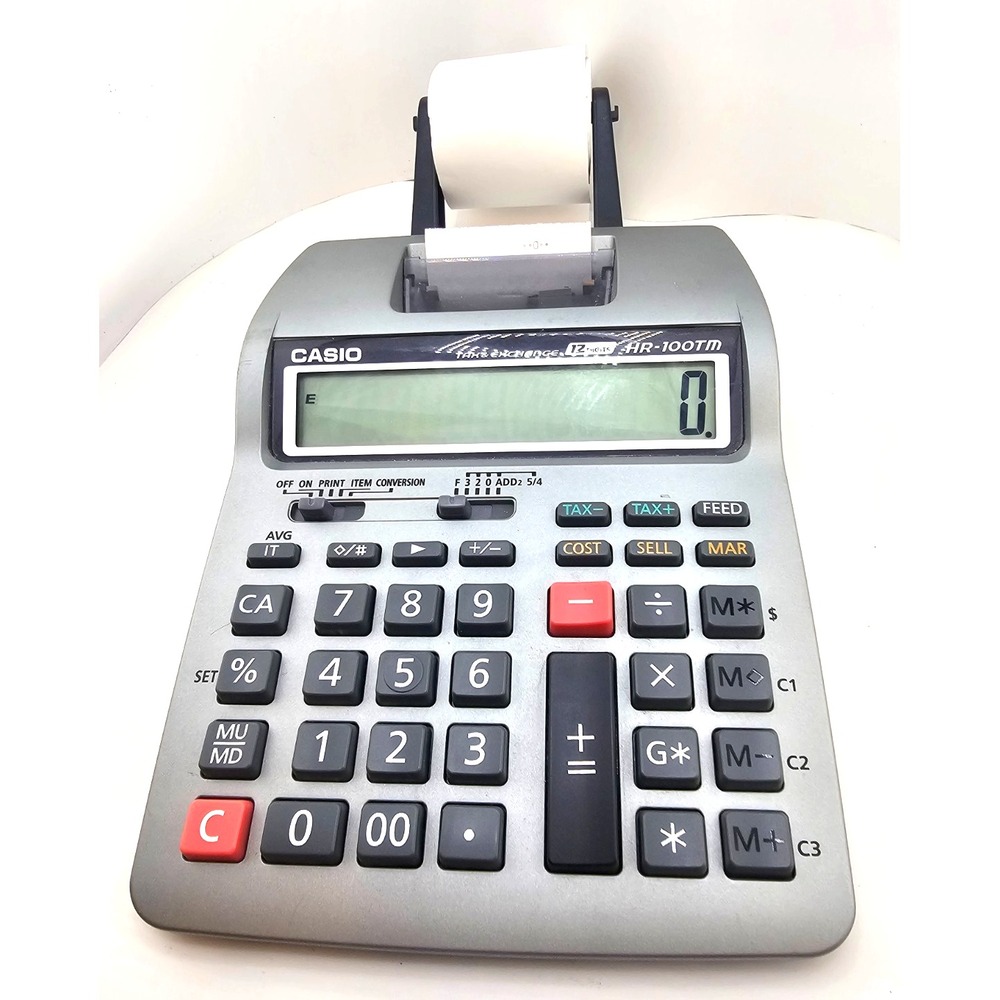 Casio HR-100TM Desktop Printing Business Calculator TESTED NO CORD Tax&Exchange